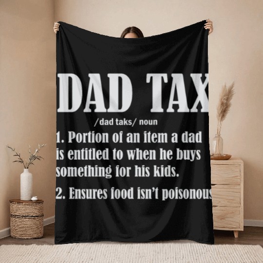 Vintage Dad Tax Definition Men Funny Father's Day Throw Blankets