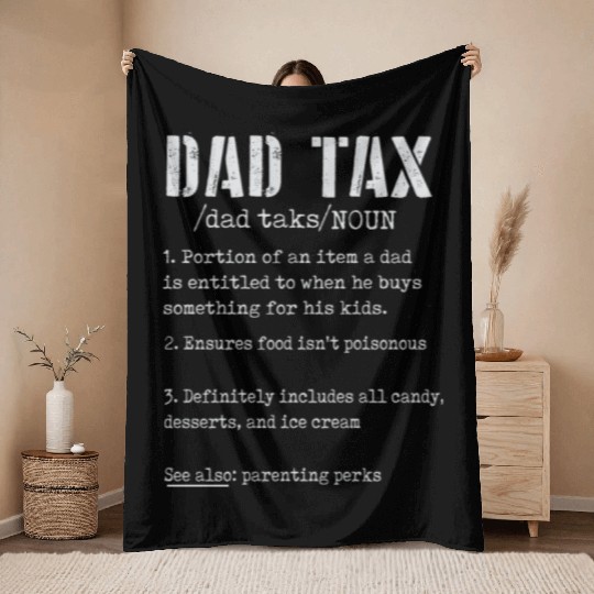 Vintage Dad Tax Definition Men Funny Father's Day Throw Blankets