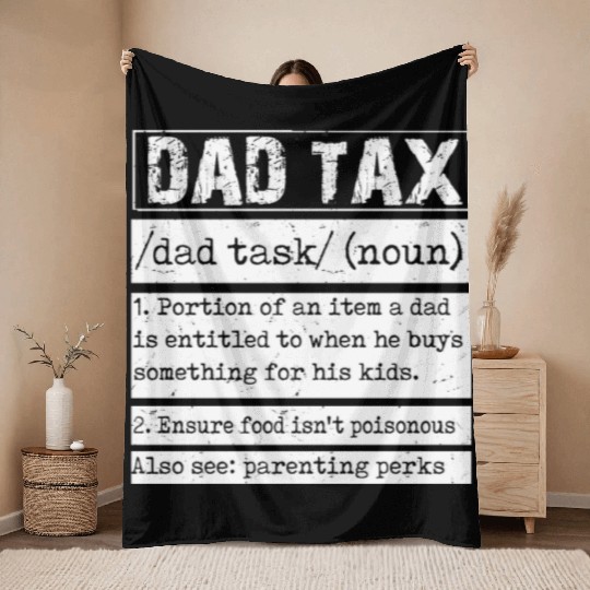 Vintage Dad Tax Definition Men Funny Father's Day Throw Blankets