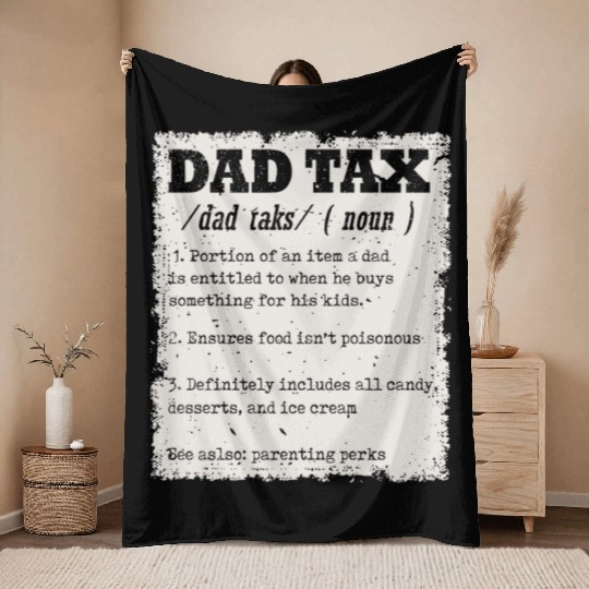 Vintage Dad Tax Definition Men Funny Father's Day Throw Blankets