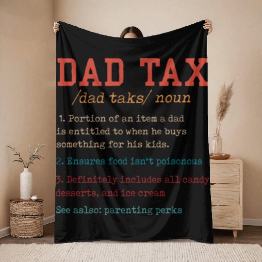 Vintage Dad Tax Definition Men Funny Father's Day Throw Blankets