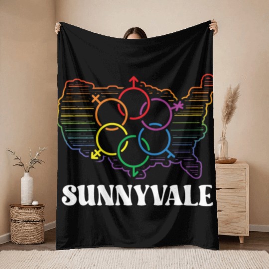 Sunnyvale Pride Month Pride Flag LGBT Community LG Throw Blankets