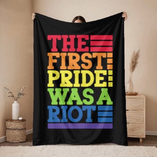 The First Pride Was A Riot, LGBT Rainbow Throw Blankets