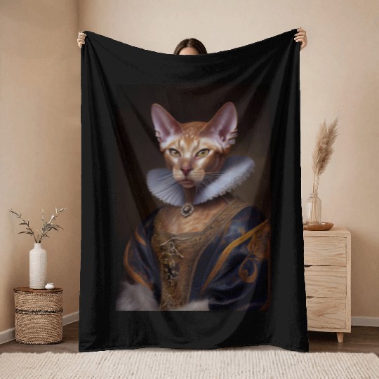 Havana Brown Cat Breed Portrait Royal Renaissance Throw Blankets