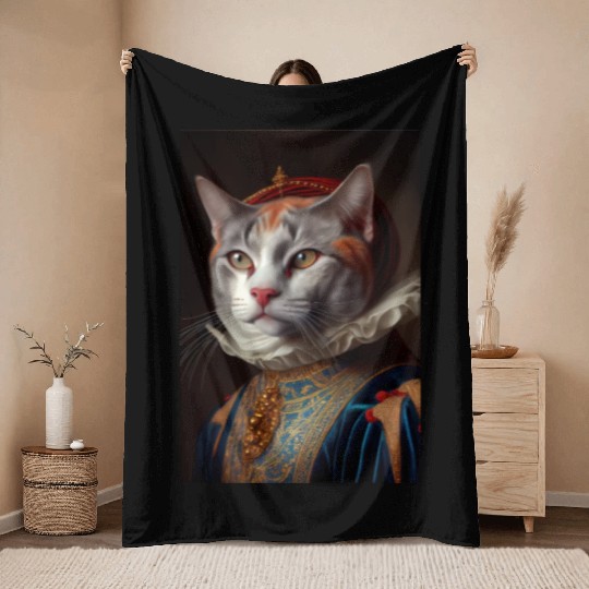 Colorpoint Shorthair Cat Breed Portrait Royal Rena Throw Blankets