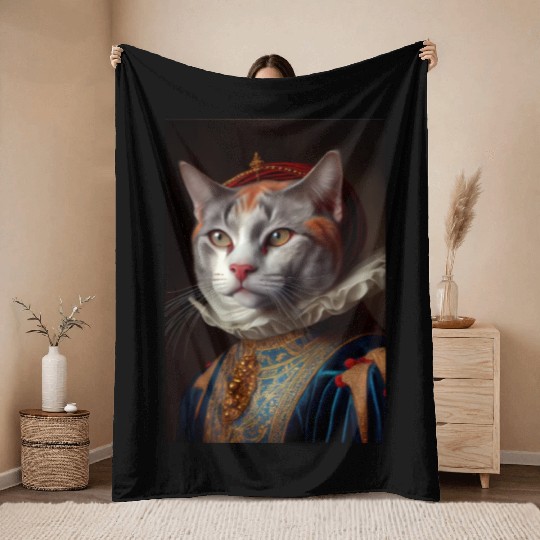 Colorpoint Shorthair Cat Breed Portrait Royal Rena Throw Blankets