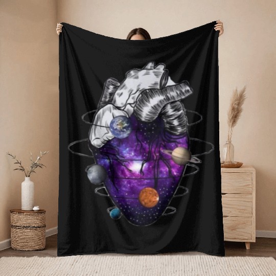 Heart galaxy space lover Throw Blankets