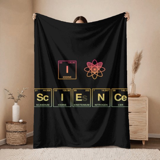 I LOVE SCIENCE - Periodic Table of Elements Throw Blankets