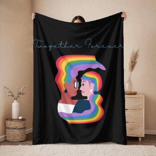 lesbian lgbtq pride valentine day 2023 valentines Throw Blankets