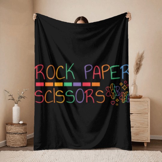 Rock Paper Scissors LGBT Lesbian Funny Quote Pride Throw Blankets