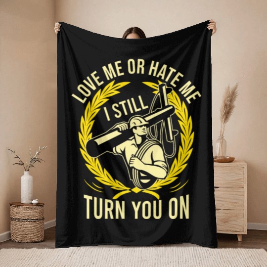 Funny Electrical Lineman Saying Thank A Lineman Throw Blankets