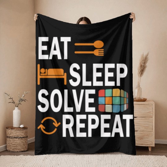 Eat Sleep Solve Repeat Math Speed Cubing Genie Throw Blankets