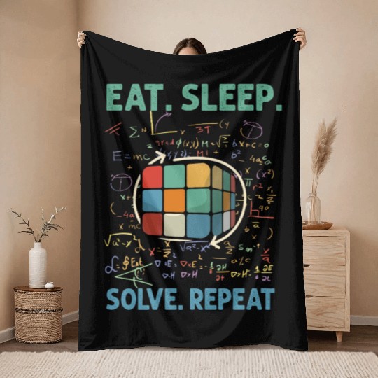 Eat Sleep Solve Repeat Math Speed Cubing Genie Throw Blankets