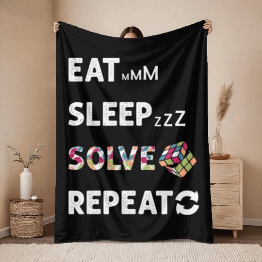Eat Sleep Solve Repeat Math Speed Cubing Genie Throw Blankets