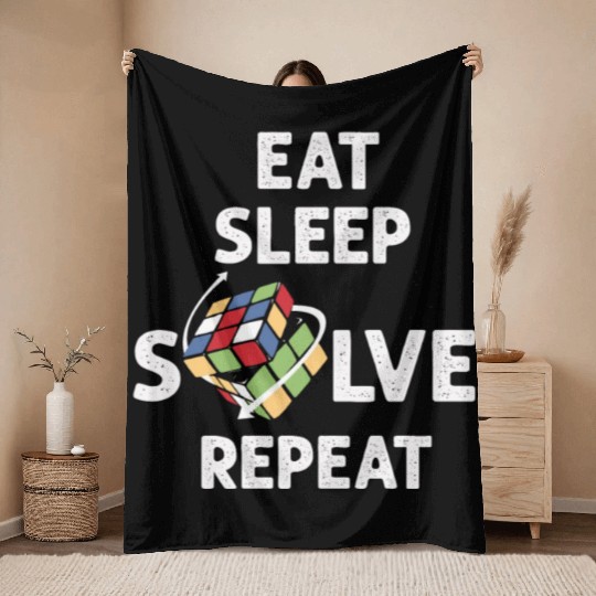 Eat Sleep Solve Repeat Math Speed Cubing Genie Throw Blankets