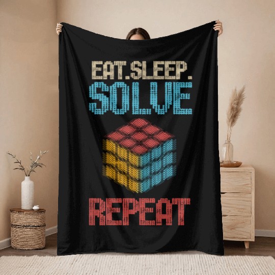 Eat Sleep Solve Repeat Math Speed Cubing Genie Throw Blankets