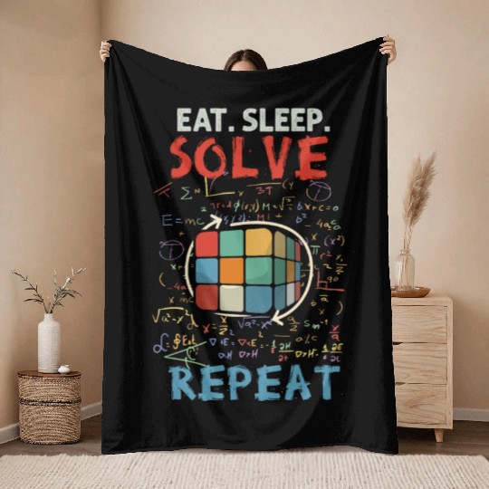 Eat Sleep Solve Repeat Math Speed Cubing Genie Throw Blankets