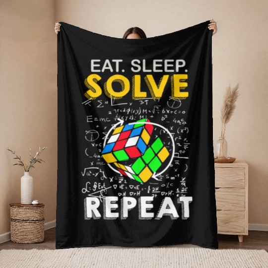 Eat Sleep Solve Repeat Math Speed Cubing Genie Throw Blankets