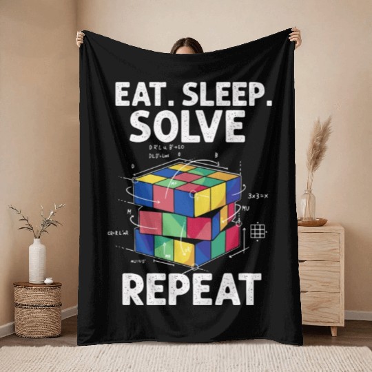 Eat Sleep Solve Repeat Math Speed Cubing Genie Throw Blankets