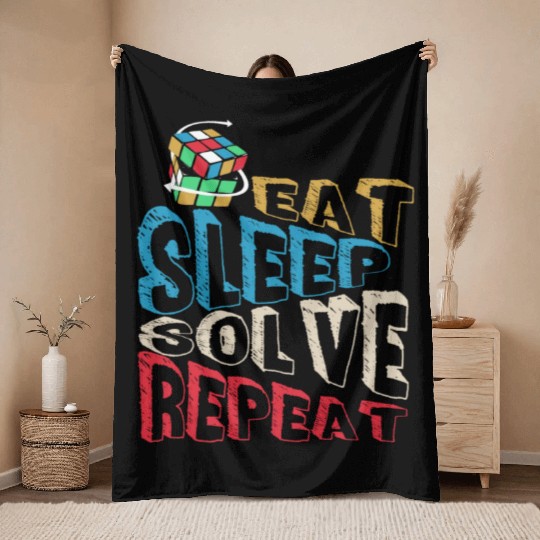 Eat Sleep Solve Repeat Math Speed Cubing Genie Throw Blankets