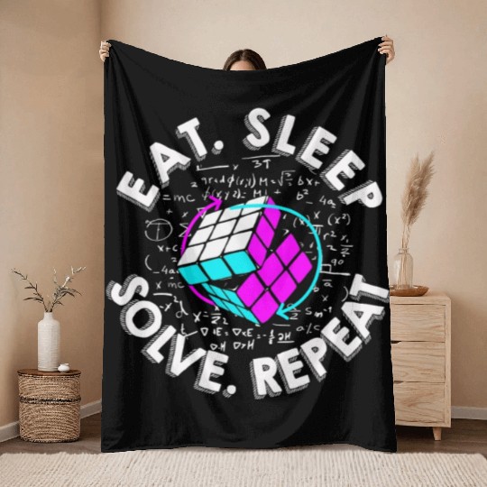 Eat Sleep Solve Repeat Math Speed Cubing Genie Throw Blankets