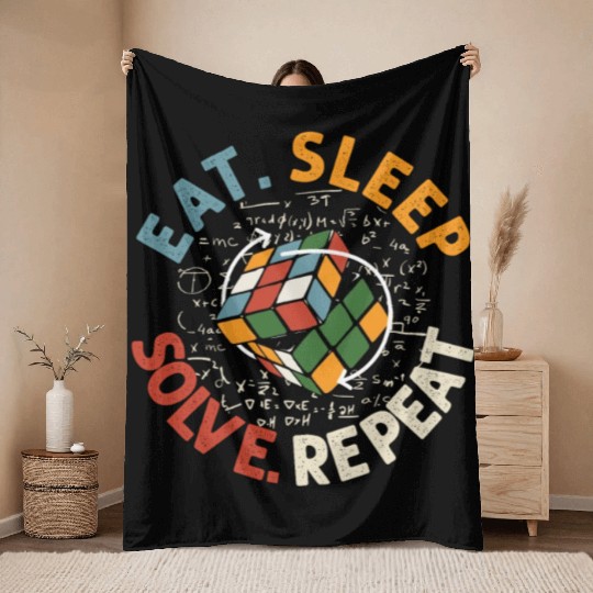 Eat Sleep Solve Repeat Math Speed Cubing Genie Throw Blankets