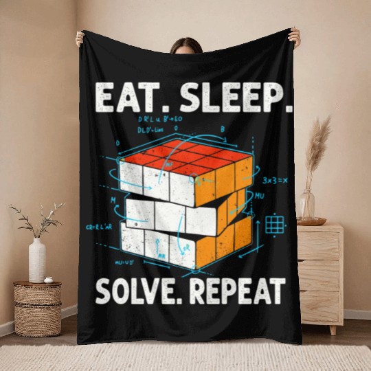 Eat Sleep Solve Repeat Math Speed Cubing Genie Throw Blankets