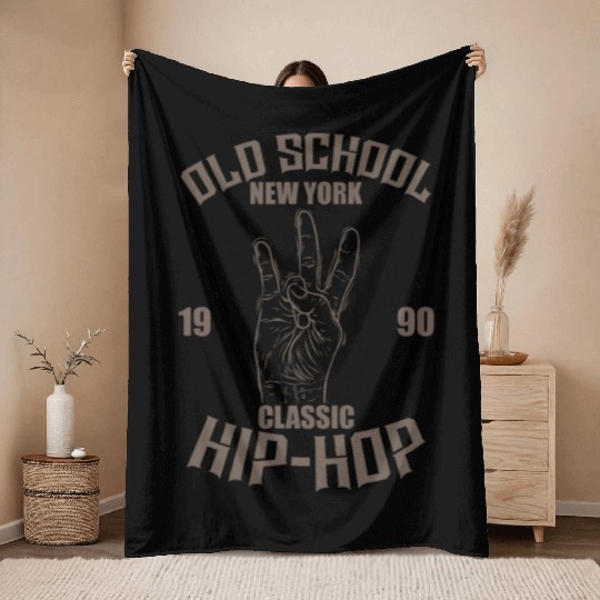 Old School New York 1990 Classic Hip Hop Rap Throw Blankets