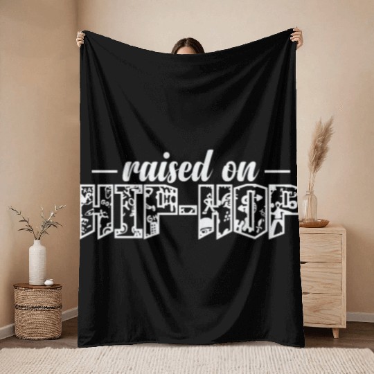 Raised on Hip Hop Music Direction Rap Throw Blankets
