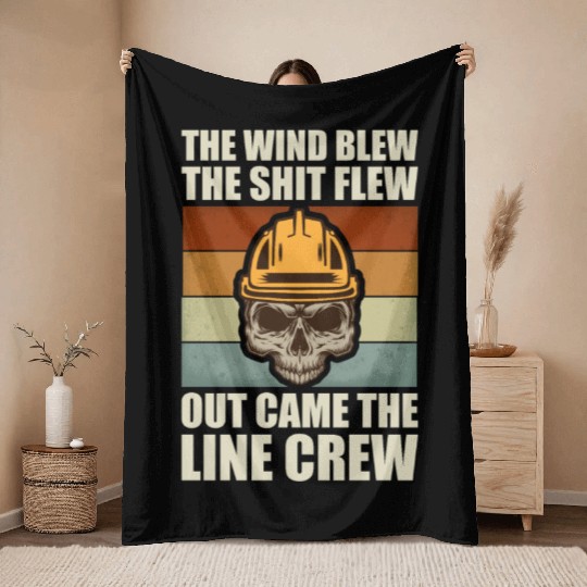 Funny Electrical Lineman Saying Thank A Lineman Throw Blankets