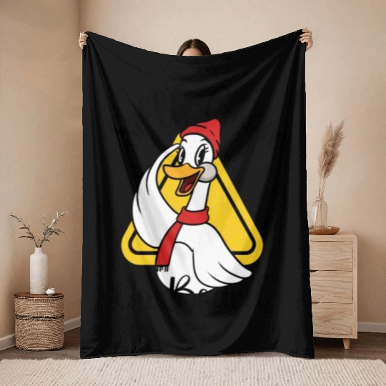 Silly Goose On Board, Sign Silly Goose Funny Yield Throw Blankets
