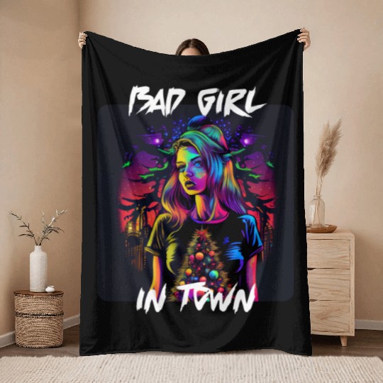 Bad girl in Town 4 Throw Blankets