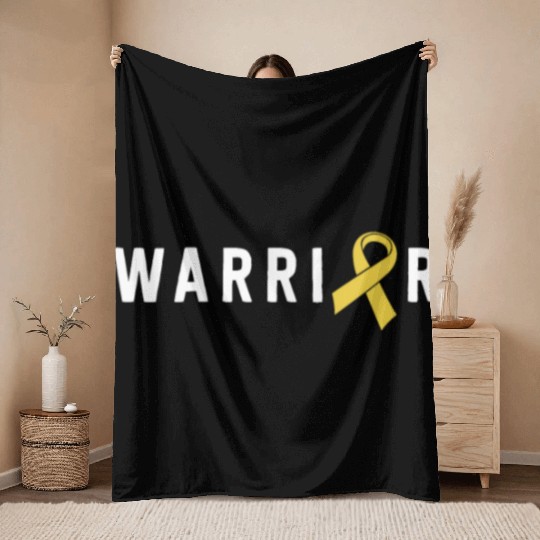 Childhood Cancer Warrior Boys Men Gold Ribbon Throw Blankets