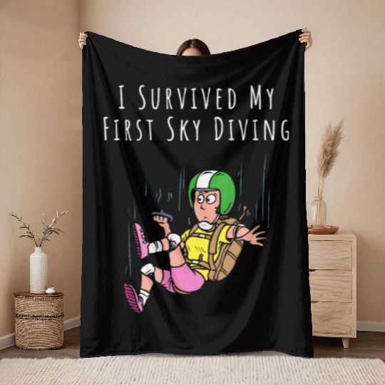 I Survived My First Sky Diving Throw Blankets