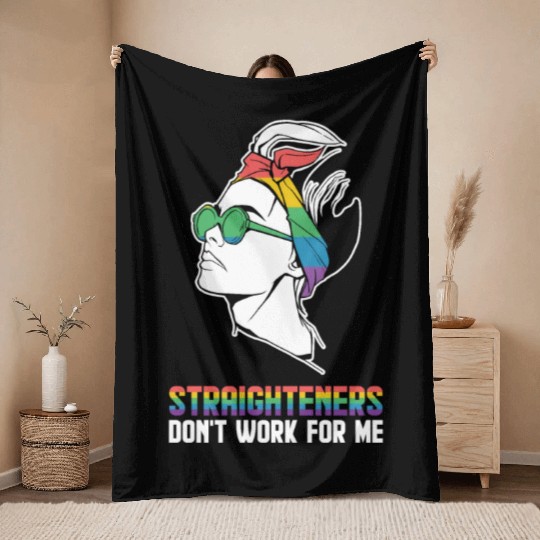 Gay Pride Woman Rainbow LGBT Girls Throw Blankets