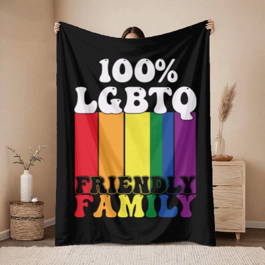 LGBTQ Friendly Family Gay Pride Month Rainbow Throw Blankets
