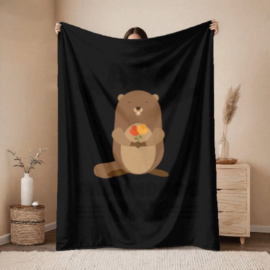 Groundhog Day cute print Throw Blankets