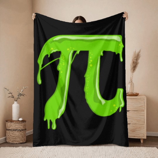 Green Slimy Pi - Funny Pi Day Math Teacher Throw Blankets