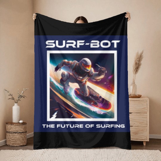 Robot Silver Surfer Throw Blankets