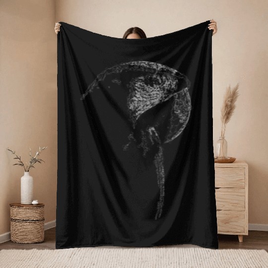 Macaw Lines Art Throw Blankets