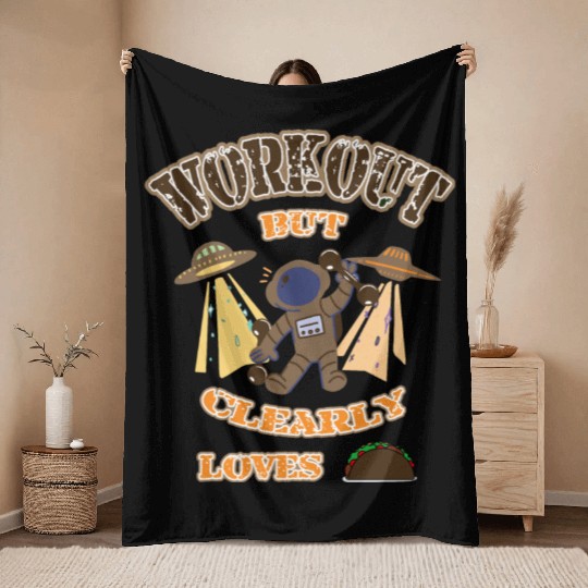 workout but clearly loves tacos Throw Blankets