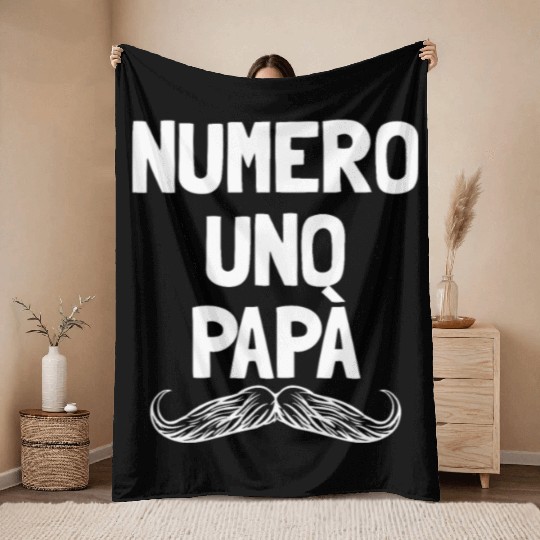 Numero Uno Papa Italian Dad Father's Number 1 Dad Throw Blankets