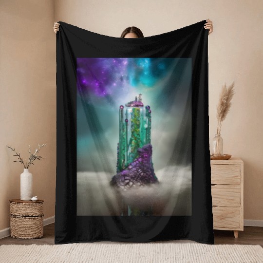 Cosmic Gemstone and Glass \|/ Universe Throw Blankets