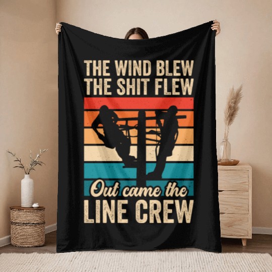 Funny Electrical Lineman Saying Thank A Lineman Throw Blankets