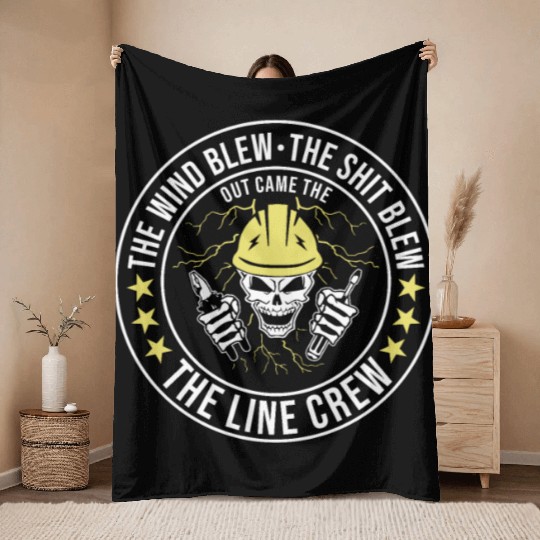Funny Electrical Lineman Saying Thank A Lineman Throw Blankets