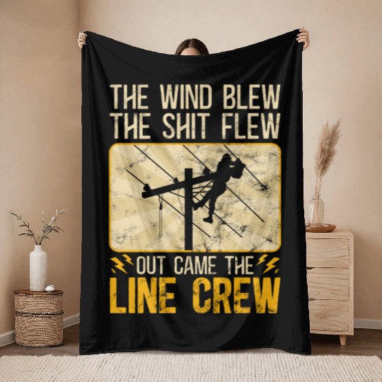 Funny Electrical Lineman Saying Thank A Lineman Throw Blankets