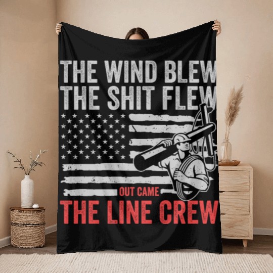 Funny Electrical Lineman Saying Thank A Lineman Throw Blankets