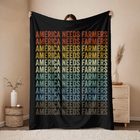 America Needs Farmers Farmer America Throw Blankets