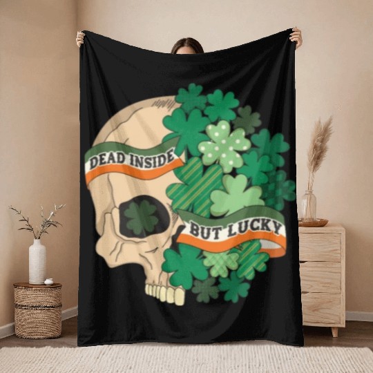 Dead Inside but Lucky Throw Blankets