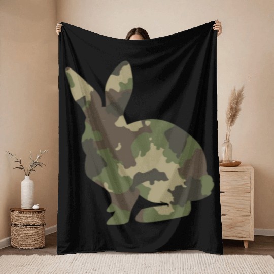 Bunny Camouflage Throw Blankets